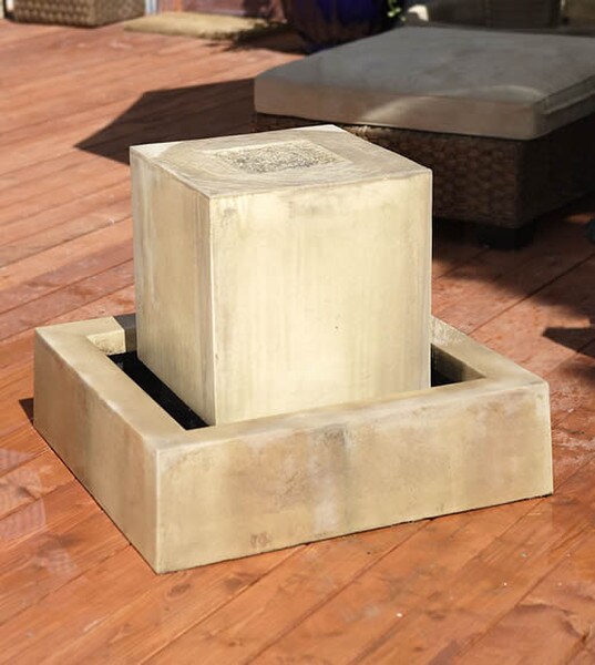 Block Fountain Garden Squares Modern Style Basin Tranquility Art